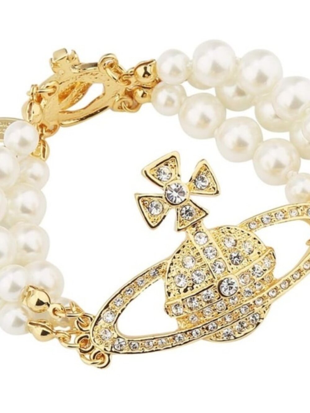 Vivienne Westwood Golden Saturn Three-Layer Pearl Bracelet